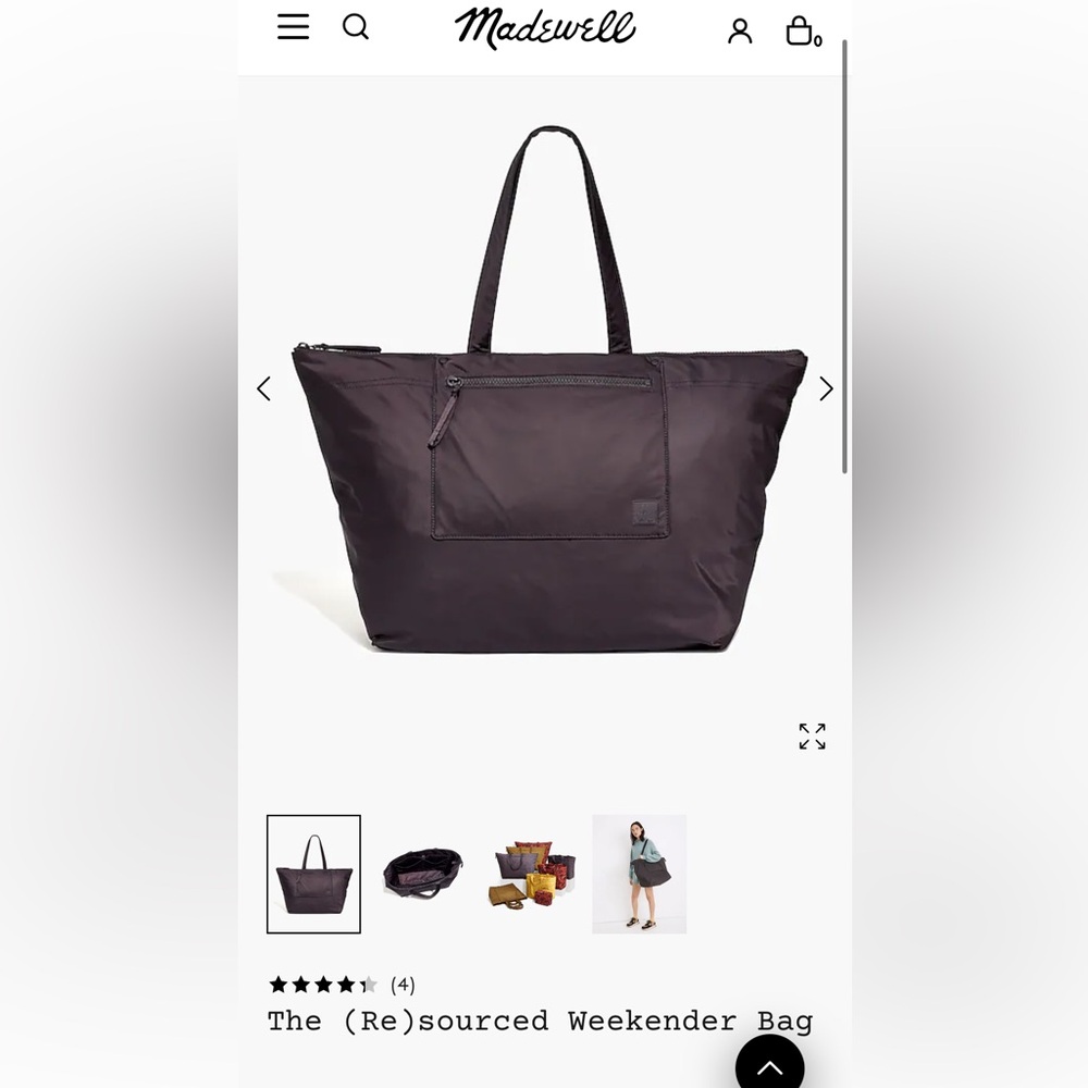 Madewell The (Re)sourced Weekender Bag in Coal - Gently Used with Tags - MA364